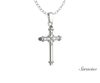 Gold Cross Pendant w Diamonds and Cuban Link Accents 14K White Gold