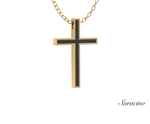 Enamel Silhouette Cross Necklace 14K Yellow Gold