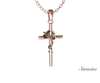 Gold Cross Pendant w Flowers 14K Rose Gold