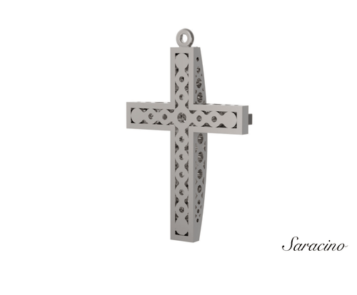 White Gold and Diamond Cross Pendant in 14K