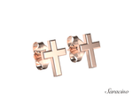 Gold Cross Stud Earrings in 14K Rose Gold