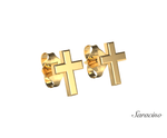 Gold Cross Stud Earrings in 14K Yellow Gold