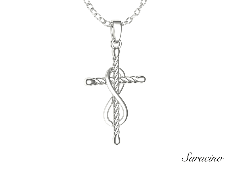 Infinity Cross White Gold Necklace by Jacob Rachel | www.RockOnline.sg —  Rock Gifts & Book Centre