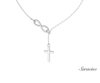 Infinity Necklace w Cross Pendant in White Gold