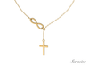 Infinity Necklace w Cross Pendant in Yellow Gold