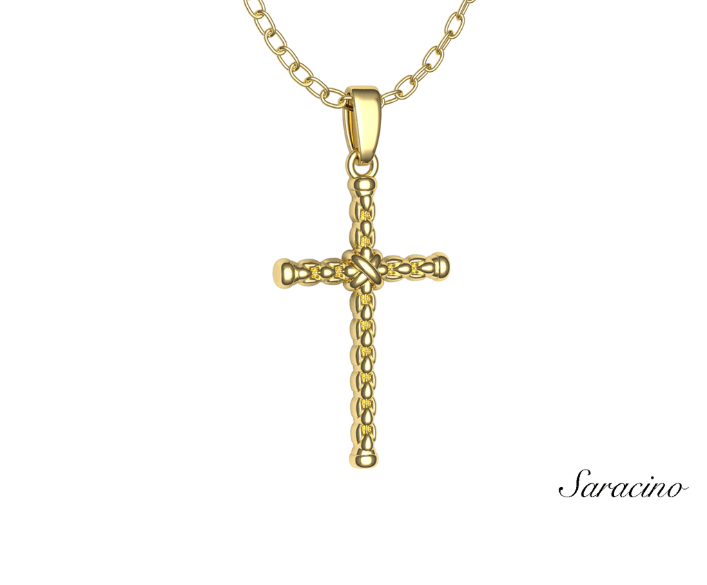 Interlocking Gold Cross Pendant 14K Yellow Gold