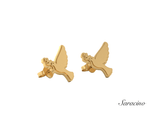 Jewish Jewelry Dove Stud Earrings - Yellow Gold