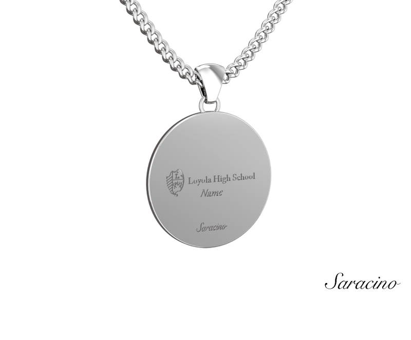 Loyola Baguette Grad Pendant White Gold Back