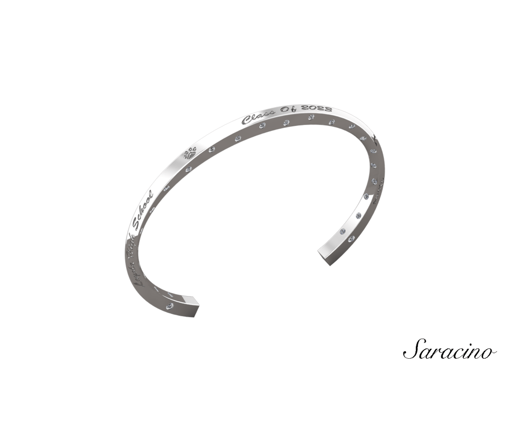 Loyola Grad Bangle w Diamonds White Gold