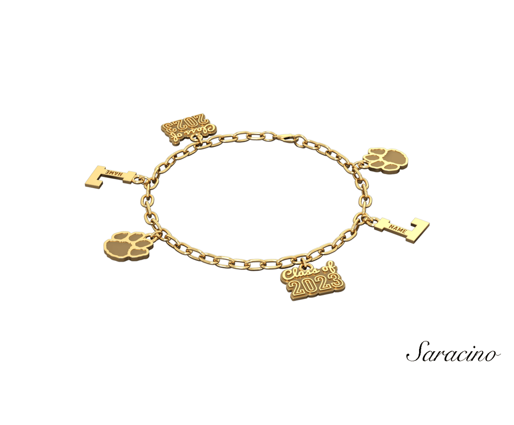 Loyola Grad Charm Bracelet Yellow Gold