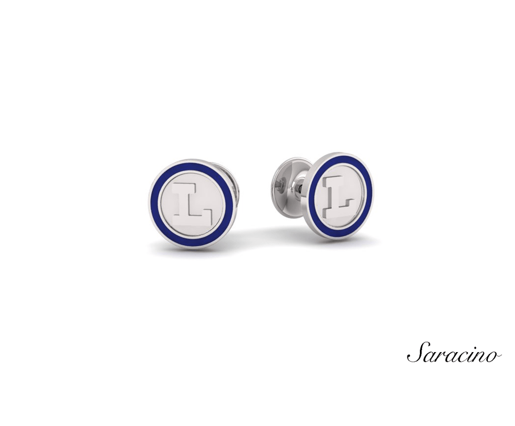 Loyola L Cufflinks in White Gold