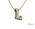 Loyola Navy Tie-Dye Enamel "L" Grad Pendant Yellow Gold