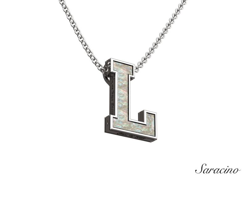 Loyola Pearl "L" Grad Pendant White Gold