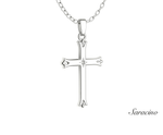 North Star Gold Cross Pendant 14K White Gold