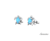 Opal Turtle Stud Earrings in White Gold