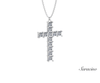 Princess Cut Diamond Cross Necklace in White Gold