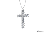 Princess Cut Diamond Cross Necklace in White Gold
