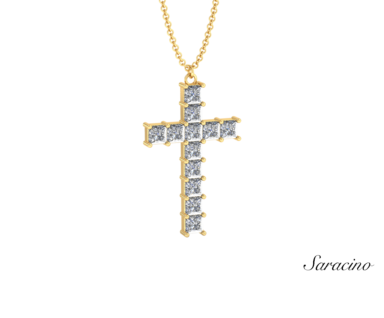 2.00 CTW Round Diamond Cross Pendant in Yellow Gold | Lee Michaels Fine  Jewelry