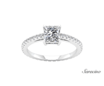 2.4ct Princess Cut Diamond Engagement Ring w Diamond Band White Gold