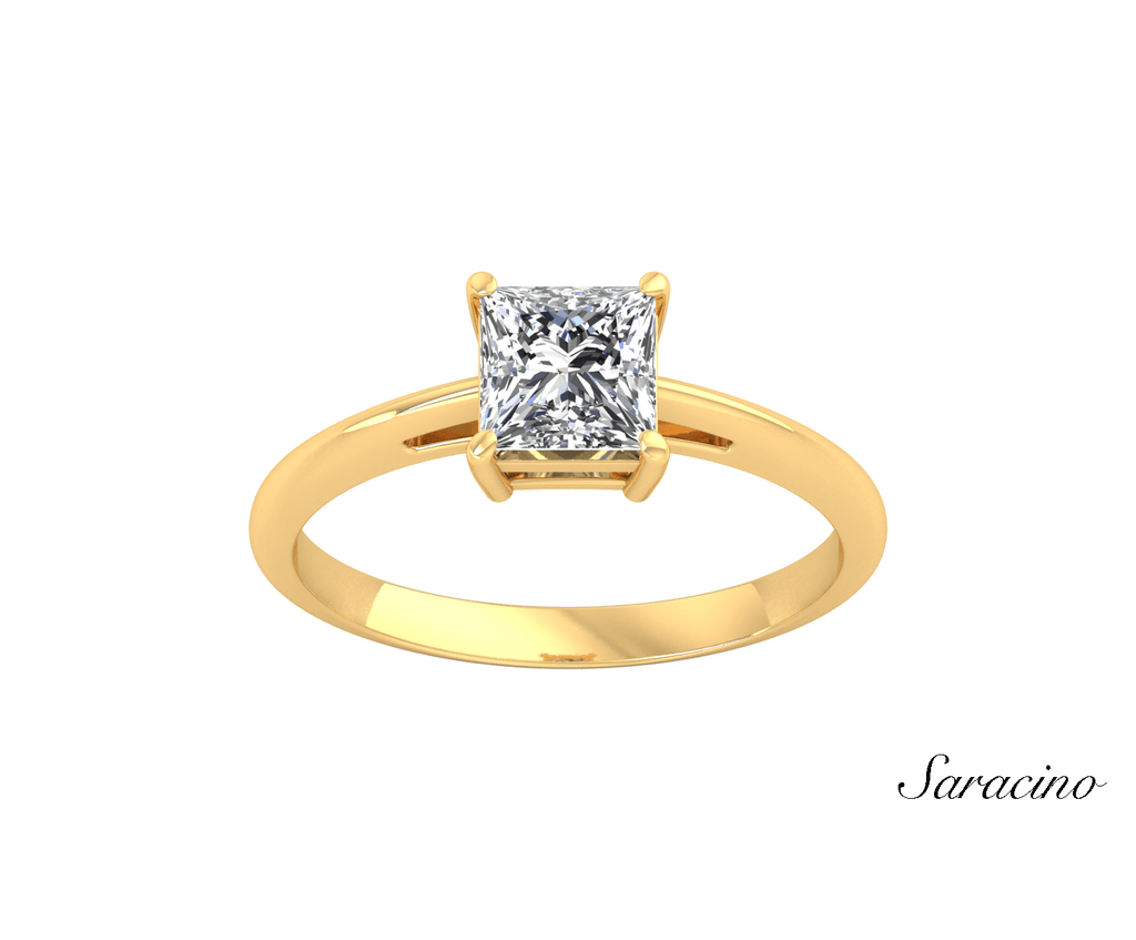 1.2ct Princess Cut Diamond Engagement Ring Yellow Gold