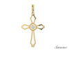 Gold Cross Pendant w 2mm Center Diamond Yellow