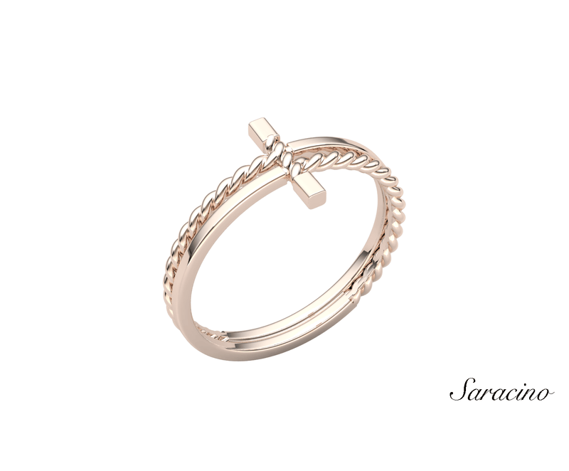 Twisted Cross Ring 14K Rose Gold