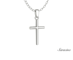 Rounded Gold Cross Pendant 14K White Gold