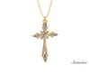 Royalty Diamond Cross Necklace w Round & Marquise Diamonds Yellow Gold