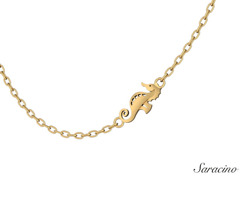 Seahorse Necklace in Yellow Gold