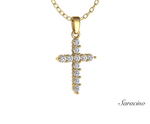Simple Diamond Cross Pendant in 14K Yellow Gold