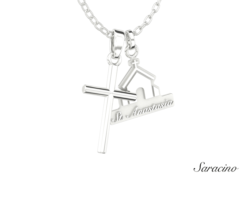 St. Anastasia Church Charm 14K White Gold