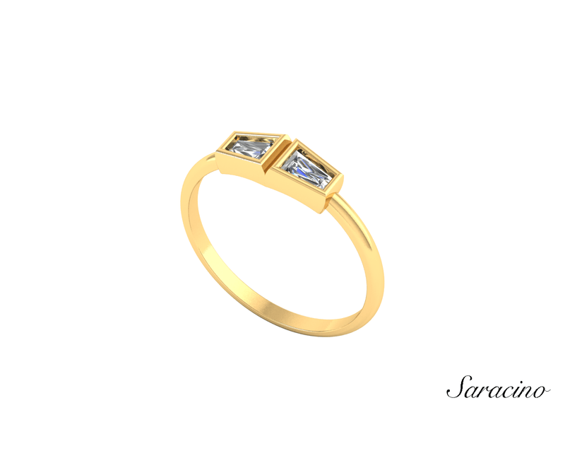 Double Tapered Baguette Diamond Ring Yellow Gold