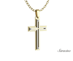Two Tone Gold Step Cross Pendant 14K Yellow Gold