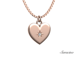 Valentines Jewelry Heart Pendant w Diamond Burst 14K Rose Gold