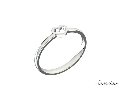 Valentines Jewelry Stackable Heart Ring 14K White Gold