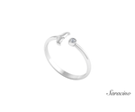 Whale Tail Ring w Diamond White Gold