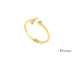 Whale Tail Ring w Diamond Yellow Gold