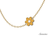 Enamel Flower Necklace w Diamond Center in Yellow Gold